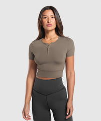 Rest Day Buttery Soft Midi Top - Camo Brown