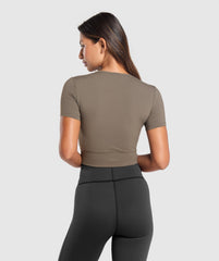 Rest Day Buttery Soft Midi Top - Camo Brown
