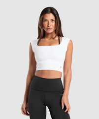 Everyday Cap Sleeve Crop Top - White