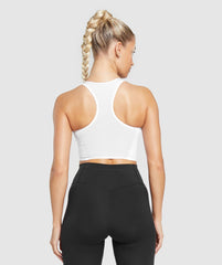 Crop Mesh Tank - White