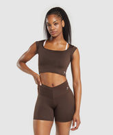 Everyday Cap Sleeve Crop Top - Archive Brown