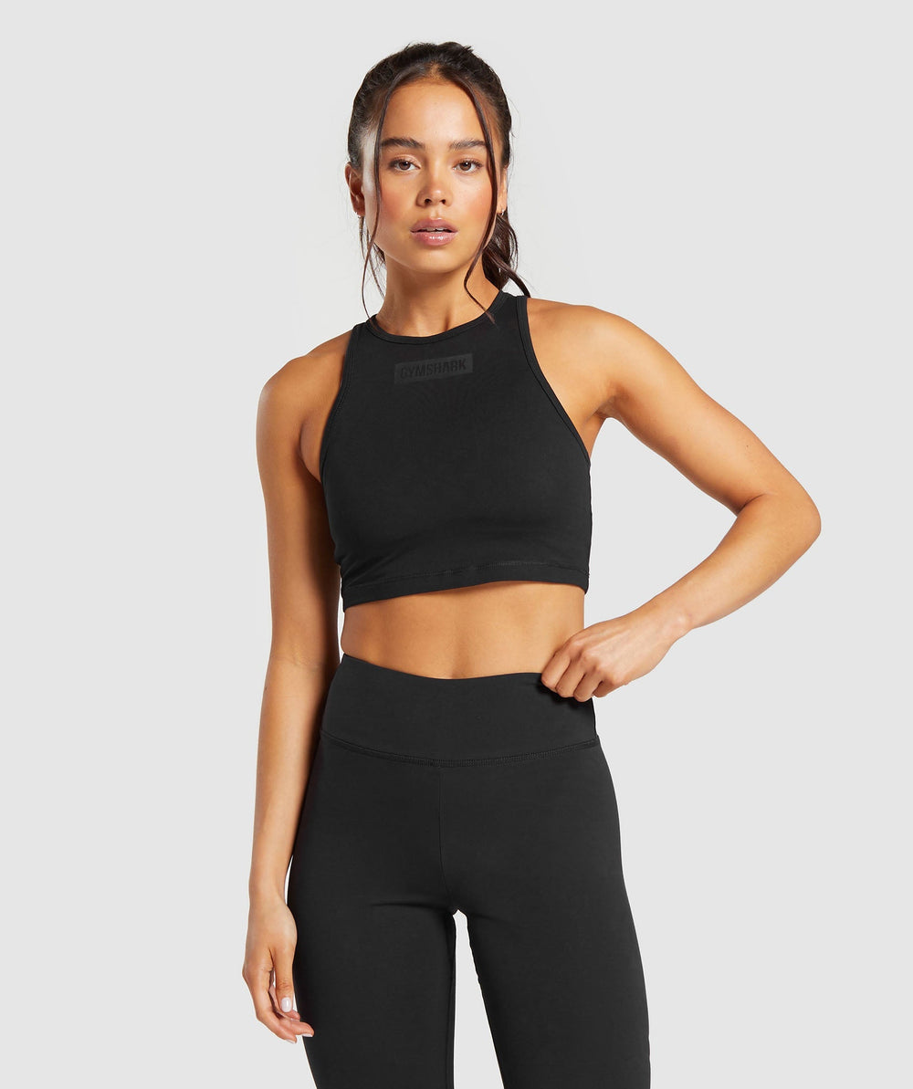 Block Crop Tank - Black