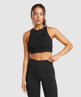 Block Crop Tank - Black