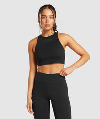 Block Crop Tank - Black
