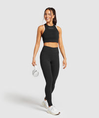 Block Crop Tank - Black
