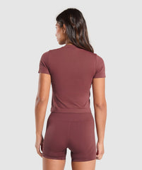 Everyday Seamless Tight Fit Tee - Burgundy Brown