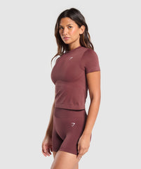Everyday Seamless Tight Fit Tee - Burgundy Brown