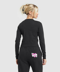 Tattoo Midi Long Sleeve T-Shirt - Black