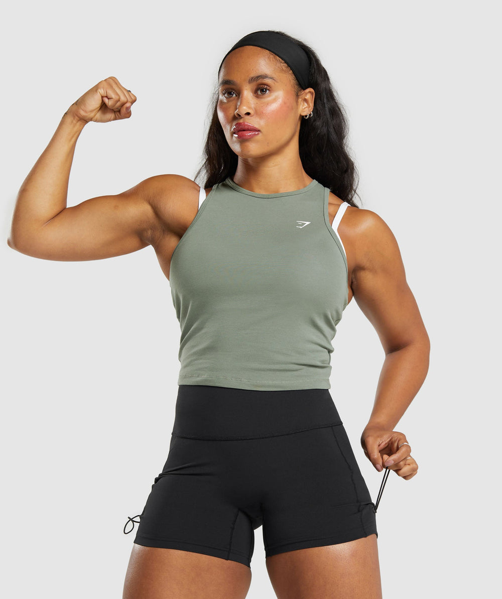 Essential Cotton Midi Tank - Unit Green
