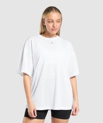 Mesh Graphic Oversized T-Shirt - White
