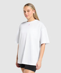 Mesh Graphic Oversized T-Shirt - White