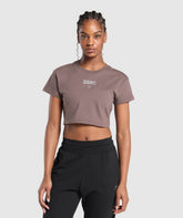 Running Graphic Crop Top - Steel Purple