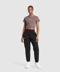 Running Graphic Crop Top - Steel Purple