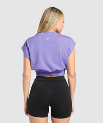 Mesh Graphic Crop Top - Record Purple