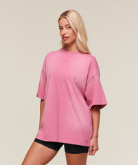 Summer Tie-Dye Graphic Oversized T-Shirt - Sunset Pink/Wash