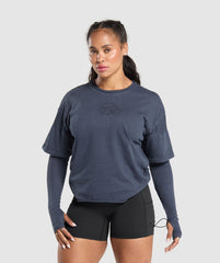 Premium Legacy Washed 2-in-1 Long Sleeve - Heavy Blue