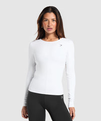 Everyday Open Back Long Sleeve Top - White