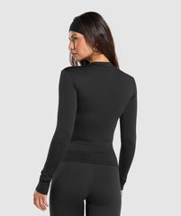 Everyday High Neck Long Sleeve Top - Black