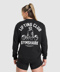 Lifting Club Graphic Long Sleeve Top - Black
