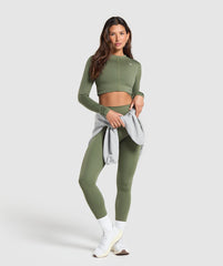 Everyday High Neck Long Sleeve Top - Core Olive