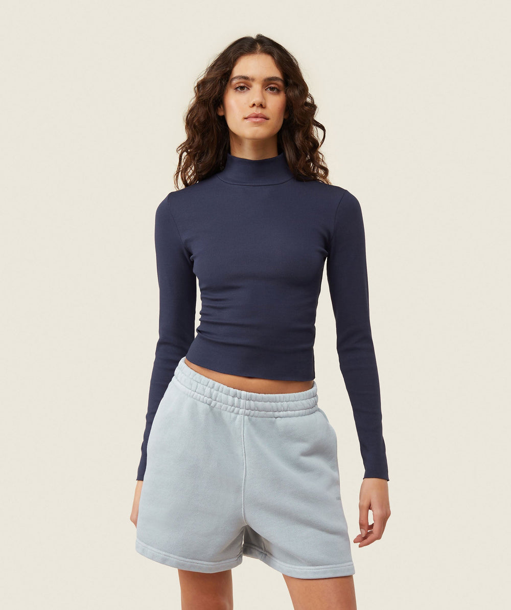 everywear Long Sleeve Ribbed Turtle Neck - Heavy Blue