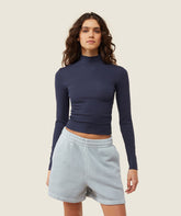 everywear Long Sleeve Ribbed Turtle Neck - Heavy Blue