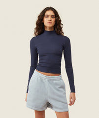 everywear Long Sleeve Ribbed Turtle Neck - Heavy Blue