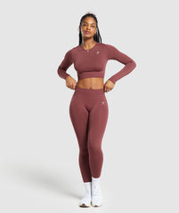Everyday Seamless Long Sleeve Crop Top - Burgundy Brown