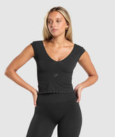 Luxe Seamless Crop Top - Coal Marl