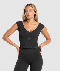 Luxe Seamless Crop Top - Coal Marl