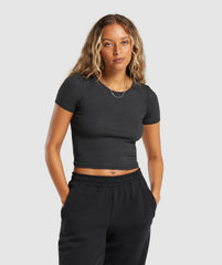 Rib T-Shirt - Midnight Black Marl
