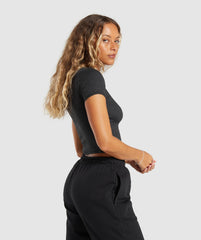 Rib T-Shirt - Midnight Black Marl