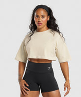 Heavyweight Cotton Crop T-Shirt - Ecru White