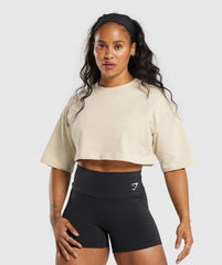 Heavyweight Cotton Crop T-Shirt - Ecru White
