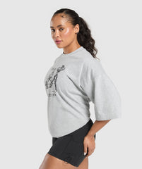 Two Strong Women Oversized T-Shirt - Light Grey Core Marl