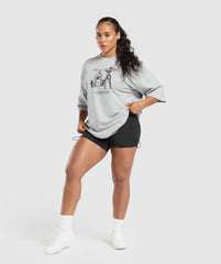 Two Strong Women Oversized T-Shirt - Light Grey Core Marl
