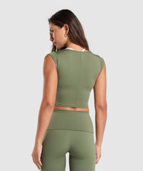 Everyday Cap Sleeve Crop Top - Core Olive