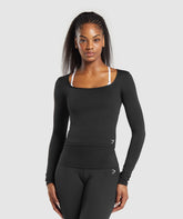 Everyday Long Sleeve Midi Top - Black