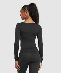 Everyday Long Sleeve Midi Top - Black