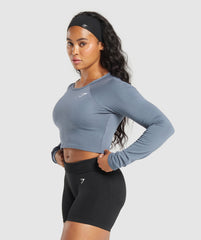 Lifting Essential Long Sleeve Crop Top - Iron Blue