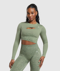 Adapt Safari Seamless Faded Long Sleeve Top - Force Green/Faded Green