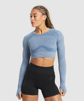 Flex Long Sleeve Crop Top - Faded Blue/Pitch Grey