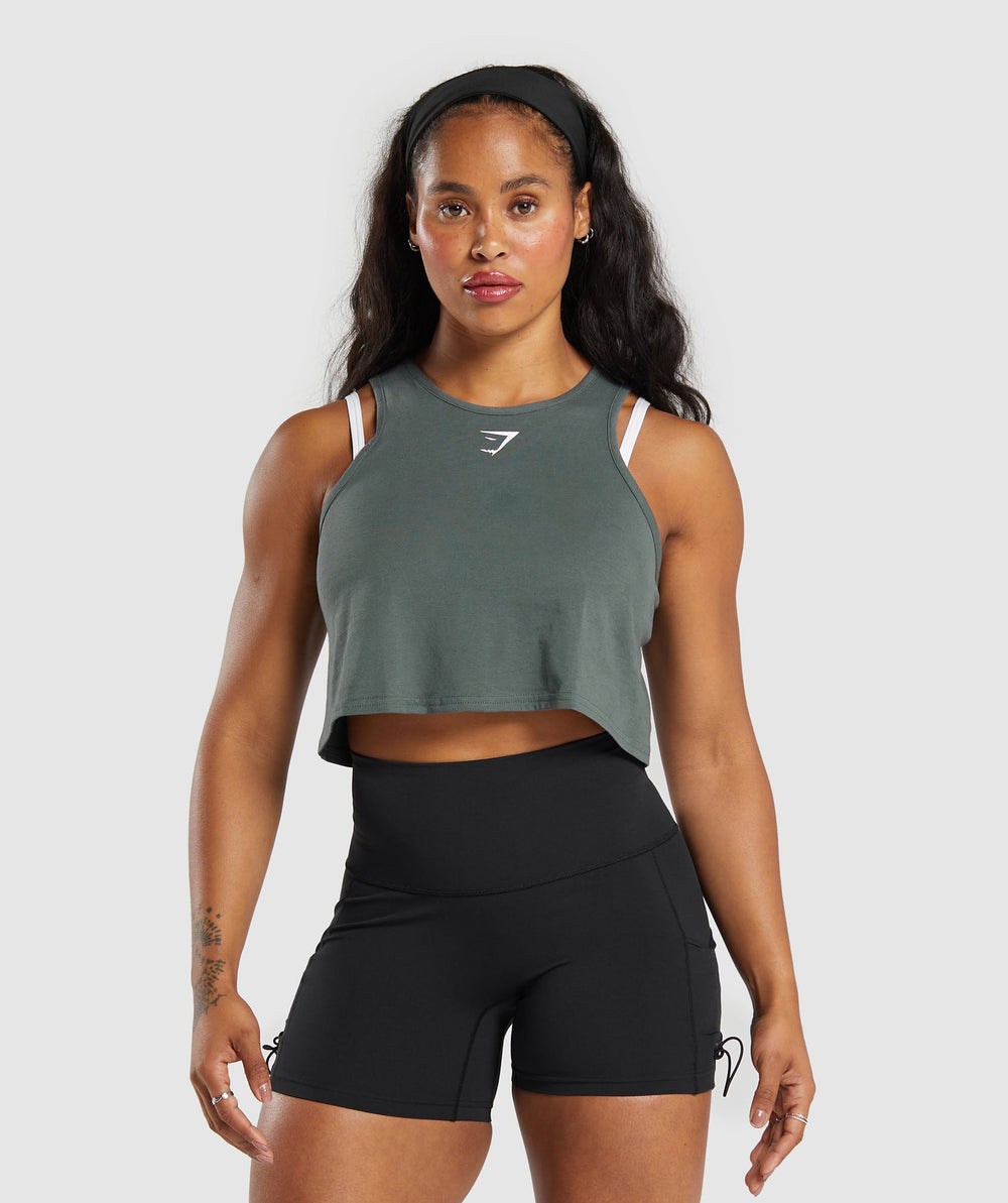 Lifting Essential Cotton Crop Tank - Slate Teal