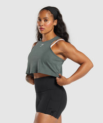 Lifting Essential Cotton Crop Tank - Slate Teal
