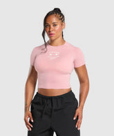 Barbell Hearts Seamless Baby Tee - Light Pink