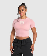 Barbell Hearts Seamless Baby Tee - Light Pink