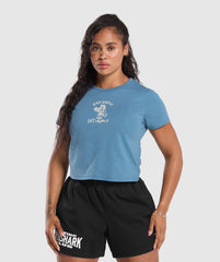 Lifting Club Graphic Baby Tee - Faded Blue