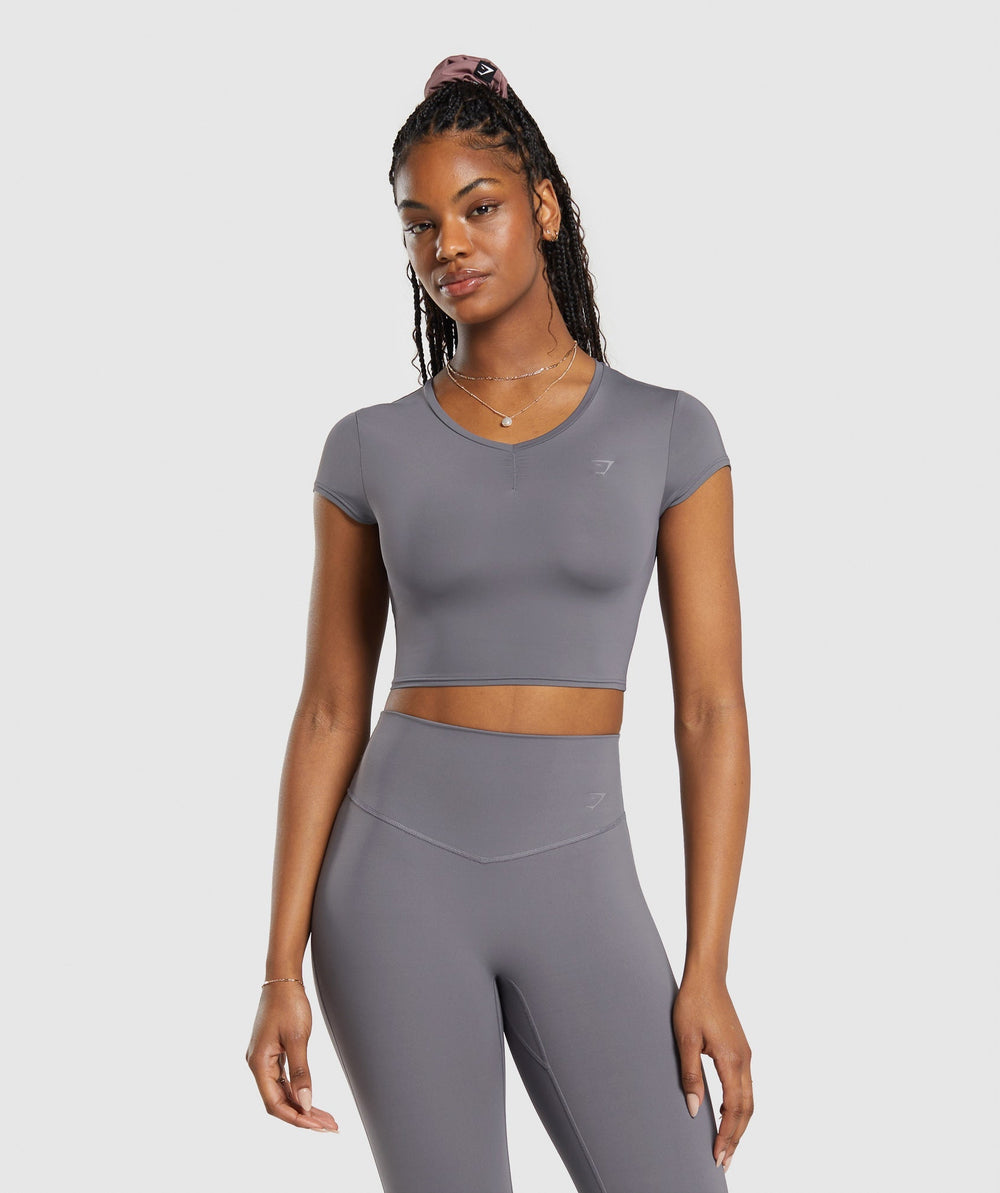 Elevate Ruched Crop Top - Brushed Grey