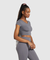 Elevate Ruched Crop Top - Brushed Grey