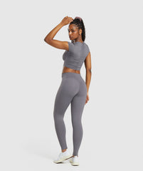 Elevate Ruched Crop Top - Brushed Grey